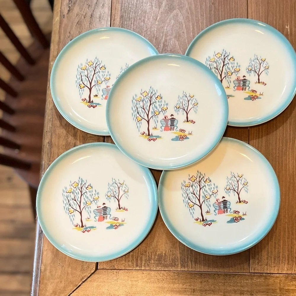 5 Vintage Brock of California Forever Yours Side/Salad MCM Plates 6 3/4”